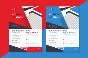 Fitness gym flyer, modern sports template design