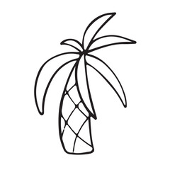 palm banana doodle isolated on a white background. icon tree drawn-hand. summer. islands. sea. vector illustration.