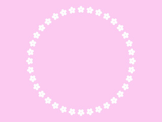 桜円形フレーム：白