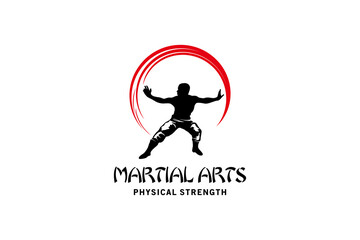 Kungfu logo silhouette design, mixed martial arts symbol