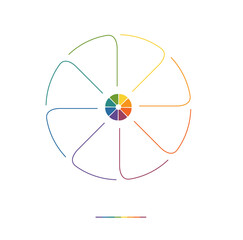 Infographics 8 positions, a circle of colored lines