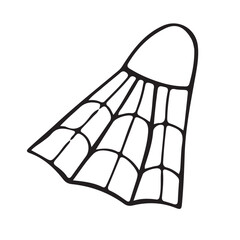 shuttlecock doodle isolated on a white background. vector illustration.