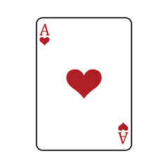 Ace of Hearts playing card, vector illustration isolated on white