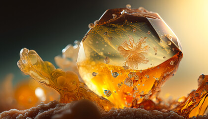 Raw Topaz crystal. Mineral photography created with Generative AI - obrazy, fototapety, plakaty
