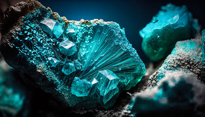Turqouise mineral. Crystal macro photography created using Generative AI