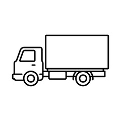 Truck icon. Cargo van. Black contour linear silhouette. Side view. Editable strokes. Vector simple flat graphic illustration. Isolated object on a white background. Isolate.