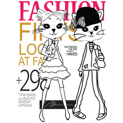 cat illustration for print