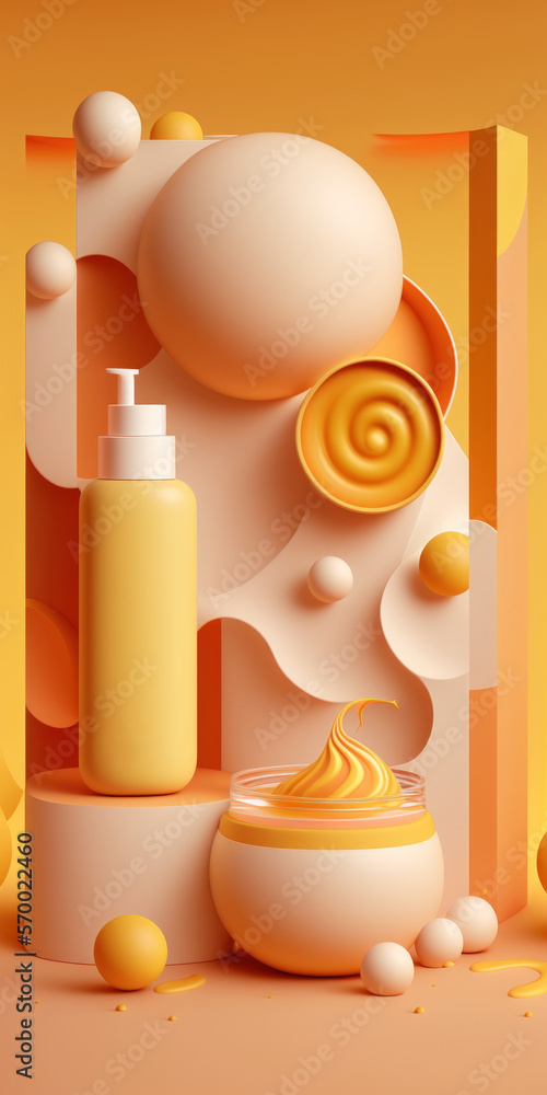 Poster background for an abstract simple yellow, orange, and empty notion. scene for advertisements, cosmet