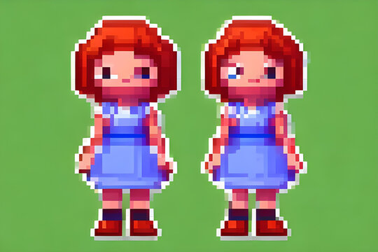 A redheaded cute pixel girl (a.i. generated)