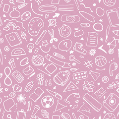 Back to school seamless pattern. Good for textile fabric design, wrapping paper and website wallpapers.