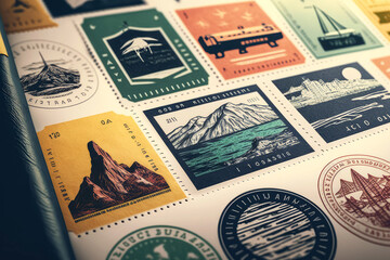 pasaport stamps track the many countries around the world, ai