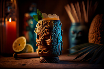 cocktail in a tiki bar (generative ai content)