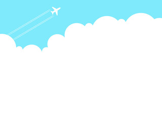 飛行機と飛行機雲フレームC：青空