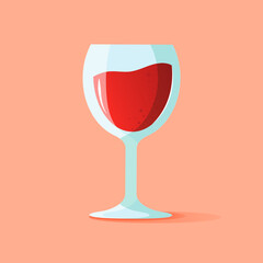 A glass of red wine. Glass design. Vector illustration. Wine in a glass