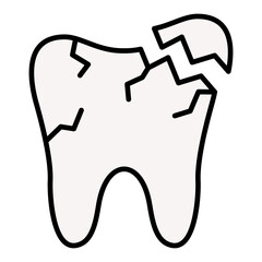 Broken Tooth Filled Line Icon