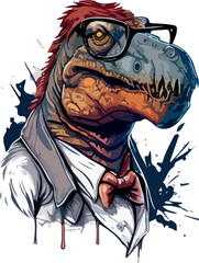Vector color nerd Dinosaur head