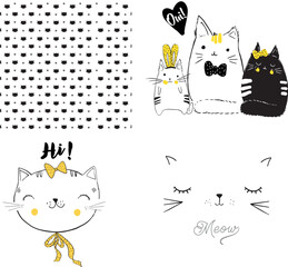 cat illustration for print