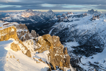 Dolomite mountains in winter 