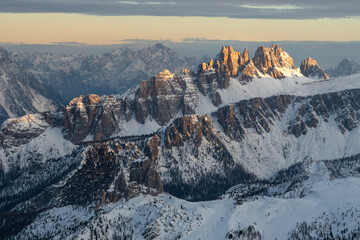 Winter sunset in the dolomites