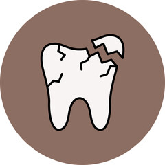 Broken Tooth Multicolor Circle Filled Line Icon