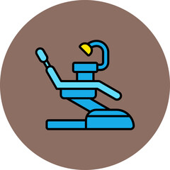 Dentist Chair Multicolor Circle Filled Line Icon