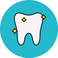 Tooth Multicolor Circle Filled Line Icon