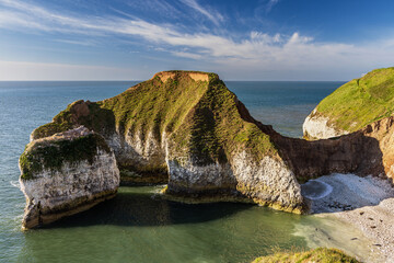 Limestone rock formation known as the Drinking Dinosaur, Flamborough Head, East Yorkshire Coast. 