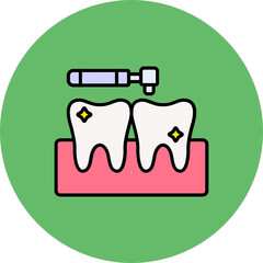 Dental Cleaning Multicolor Circle Filled Line Icon