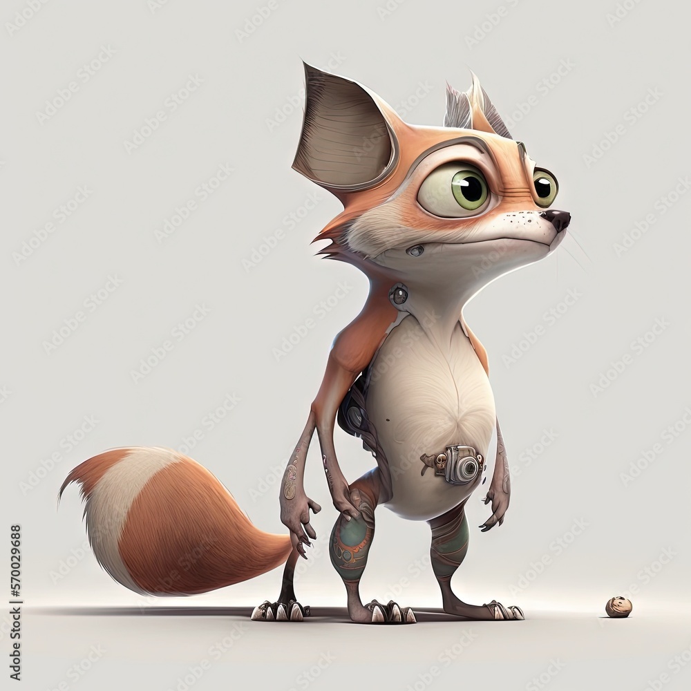 Aufkleber a cartoon character with a big nose and a tail, standing in front of a white background with a gray 