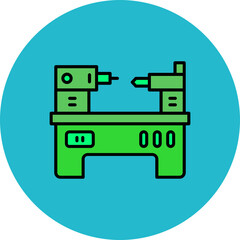 Lathe Multicolor Circle Filled Line Icon