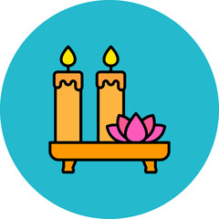 Candle Multicolor Circle Filled Line Icon