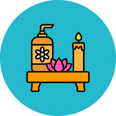 Spa And Relax Multicolor Circle Filled Line Icon