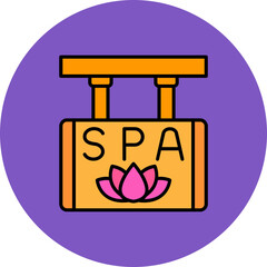 Signboard Multicolor Circle Filled Line Icon