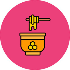 Honey Multicolor Circle Filled Line Icon