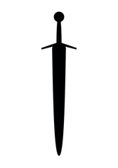 Sword silhouette - vector illustration of medieval sword on a white background