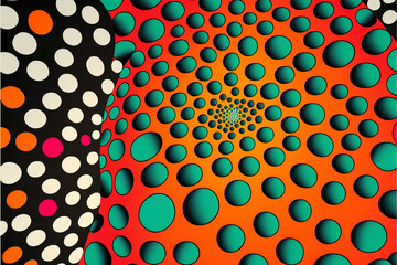 psychedelic trippy background with dots. Generative AI