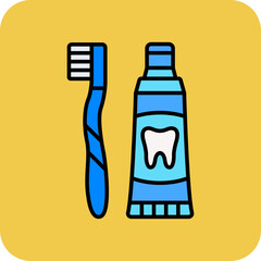 Dental Hygiene Multicolor Round Corner Filled Line Icon