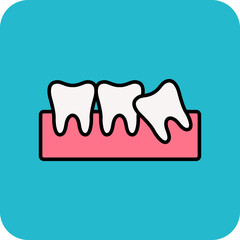 Wisdom Tooth Multicolor Round Corner Filled Line Icon