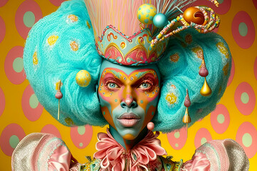 Generative AI drag queen portrait illustration