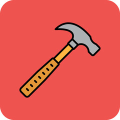Hammer Multicolor Round Corner Filled Line Icon