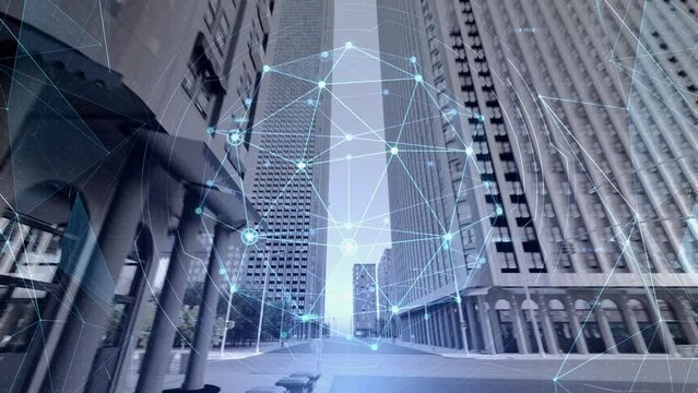 Smart City Artificial intelligence Network Building Technology CG animation background