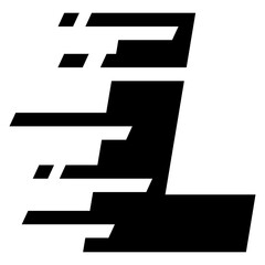 Símbolo rapidez. Logo aislado con letra inicial L con líneas de velocidad