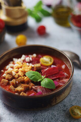 Spanish traditional tomato soup salmorejo