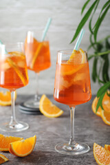 Glasses with aperol spritz cocktail	