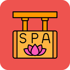 Signboard Multicolor Round Corner Filled Line Icon