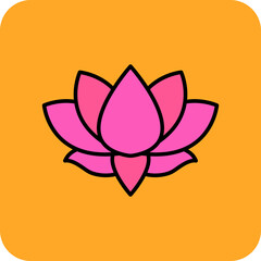 Lotus Flower Multicolor Round Corner Filled Line Icon