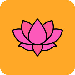 Lotus Flower Multicolor Round Corner Filled Line Icon