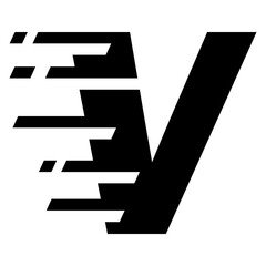 Símbolo rapidez. Logo aislado con letra inicial V con líneas de velocidad - obrazy, fototapety, plakaty