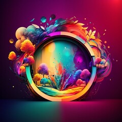 Colourful Abstract Nature Mirror Art