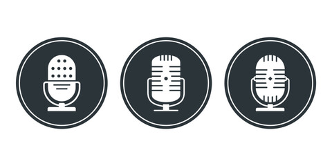 Three microphone icons in circles